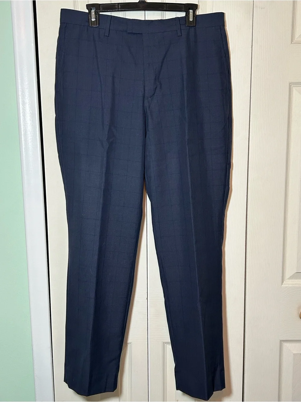 Banana Republic Men's Dress Pants 34x32 Standard Fit Non-Iron Navy Checkered
